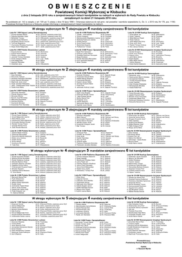 OBWIESZCZENIE W Sprawie List Kandydatów 4