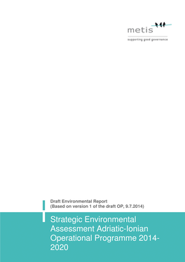 Strategic Environmental Assessment Adriatic-Ionian Operational Programme 2014- 2020