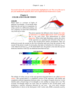 Chapter 6 COLOR and COLOR VISION