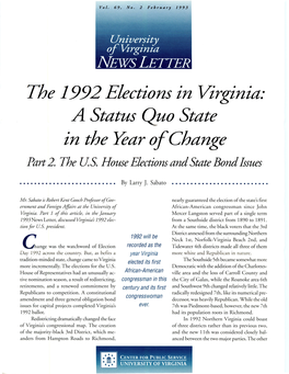 The 1992Elections in Virginia: a Status Quo State in the Lear Ofchange Part 2
