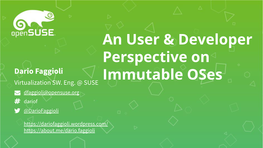 An User & Developer Perspective on Immutable Oses