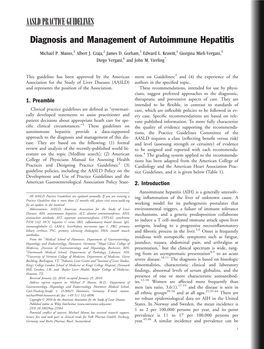 AASLD PRACTICE GUIDELINES Diagnosis and Management of Autoimmune Hepatitis