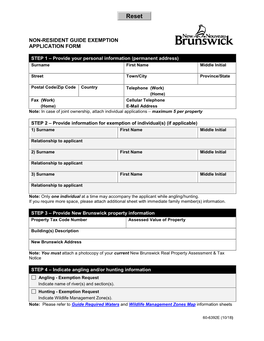 Non-Resident Guide Exemption Application Form