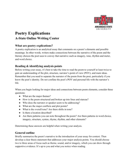 Poetry Explications A-State Online Writing Center