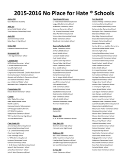 2015-2016 No Place for Hate ® Schools