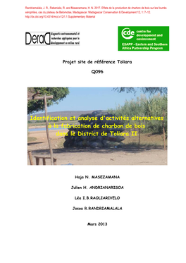 Identification Et Analyse D'activités Alternatives À La Fabrication De Charbon De Bois Dans Le District De Toliara II