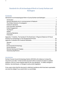 Standards for All Archaeological Work in County Durham and Darlington