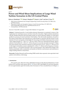 Power and Wind Shear Implications of Large Wind Turbine Scenarios in the US Central Plains