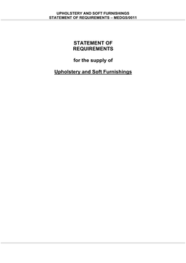STATEMENT of REQUIREMENTS for the Supply of Upholstery and Soft