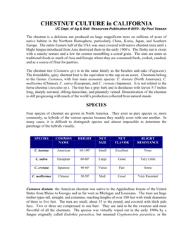 CHESTNUT CULTURE in CALIFORNIA UC Dept