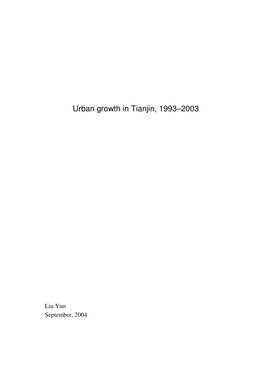 Urban Growth in Tianjin, 1993–2003