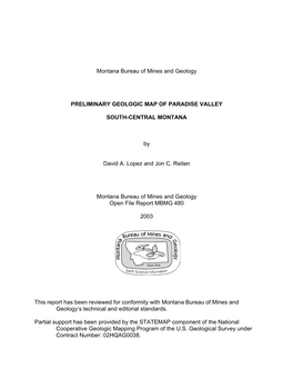 Montana Bureau of Mines and Geology PRELIMINARY