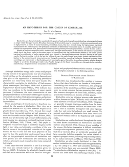 An Hypothesis for the Origin of Kimberlite 51