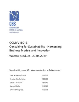 CCMVV1801E Consulting for Sustainability - Harnessing Business Models and Innovation