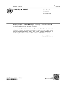 Security Council Distr.: General 13 April 2015