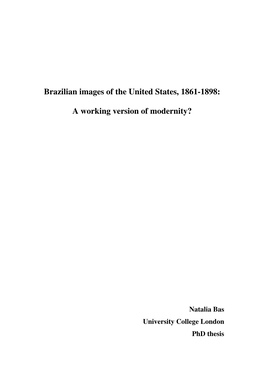 Brazilian Images of the United States, 1861-1898: a Working Version of Modernity?