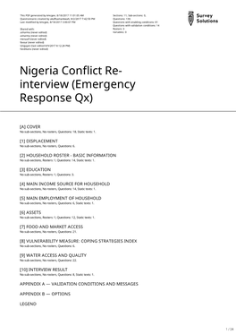 Nigeria Conflict Re-Interview (Emergency Response