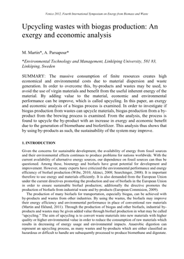 Upcycling Wastes with Biogas Production: an Exergy and Economic Analysis