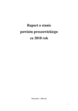 Raport O Stanie Powiatu Proszowickiego Za 2018 Rok