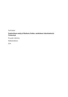 Semioottinen Analyysi Raskasta Joulua -Uusheimon Rakentumisesta Twitterissä Pro Gradu -Tutkielma Matkailututkimus 2018