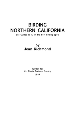 Birding Northern California by Jean Richmond