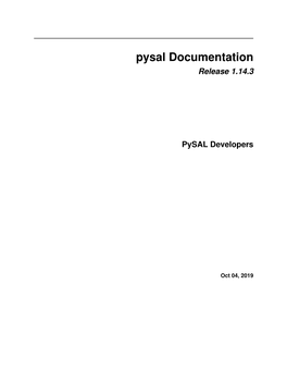 Pysal Documentation Release 1.14.3