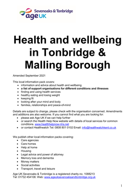 Health and Wellbeing in Tonbridge & Malling Borough