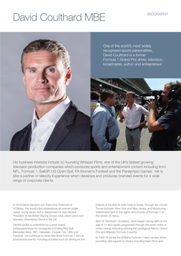 David Coulthard MBE BIOGRAPHY