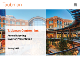 Taubman Centers, Inc. Annual Meeting Investor Presentation