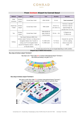 From Incheon Airport to Conrad Seoul Airport Bus # 6030