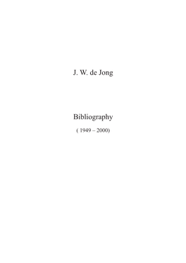 J. W. De Jong Bibliography 1949–1986, Hokke Bunka Kenky∑ 14 (1988), Pp