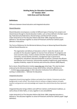 Briefing Notes for Education Committee 15 October 2014 Colin