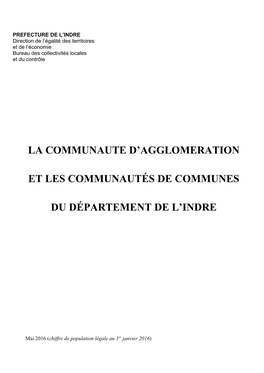 Les Communautés De Communes Du Département De L'indre