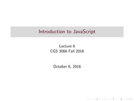 Introduction to Javascript