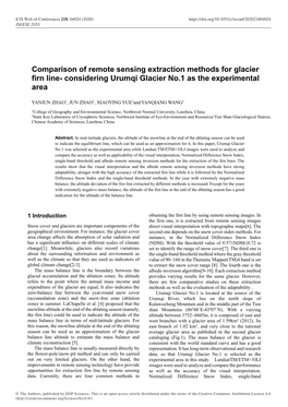 Comparison of Remote Sensing Extraction Methods for Glacier Firn Line- Considering Urumqi Glacier No.1 As the Experimental Area