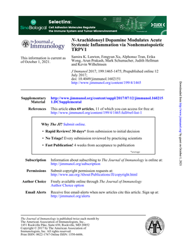 N-Arachidonoyl Dopamine Modulates Acute Systemic Inflammation Via Nonhematopoietic TRPV1