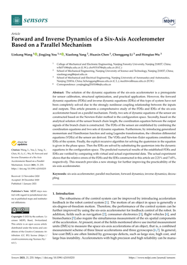 Forward and Inverse Dynamics of a Six-Axis Accelerometer Based on a Parallel Mechanism