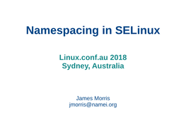 Namespacing in Selinux