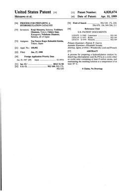 United States Patent (19) 11 Patent Number: 4,820,674 Shiozawa Et Al