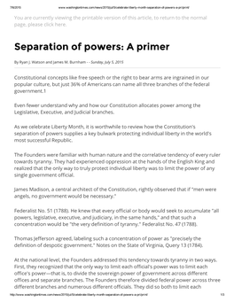 Separation of Powers: a Primer