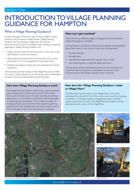 Hampton Village Consultation Material