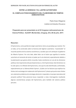 Borrador: Por Favor, No Citar Ni Divulgar Sin Permiso Del Autor