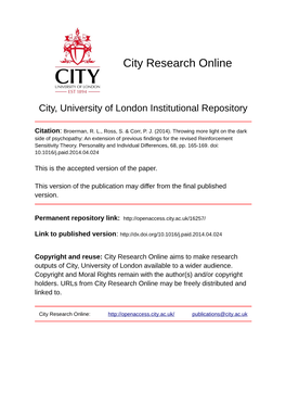 Throwing More Light on the Dark Side of Personality: a Re-Examination of Reinforcement