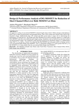 Design & Performance Analysis of DG-MOSFET for Reduction of Short