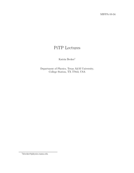 Pitp Lectures