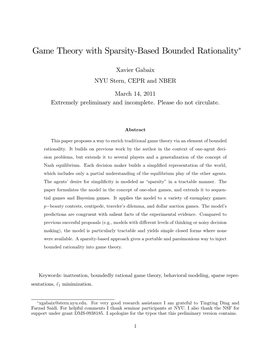 Game Theory with Sparsity-Based Bounded Rationality∗