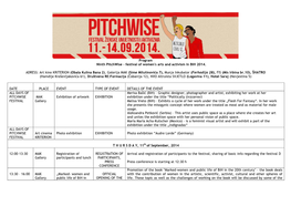 Program Ninth Pitchwise - Festival of Women's Arts and Activism in Bih 2014