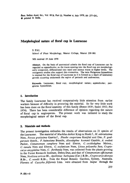 Morphological Nature of Floral Cup in Lauraceae