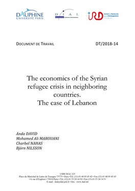 The Economics of the Syrian Refugee Crisis in Neighboring Countries. The