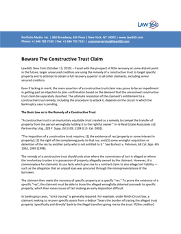 Beware the Constructive Trust Claim